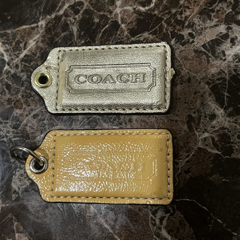 COACH Medium Yellow/silver Leather Replacement Purse Handbag Hang Tag LOT Of 2